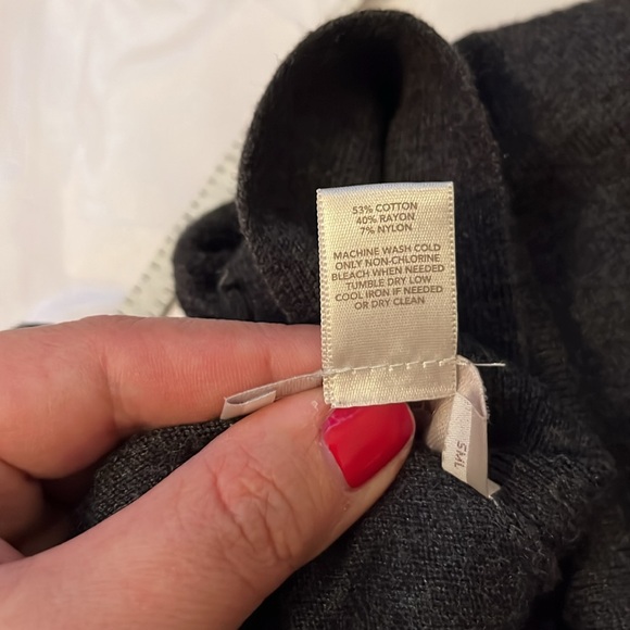 LOFT oversized sweater women’s S gray v-neck sleeveless cotton - Picture 5 of 7